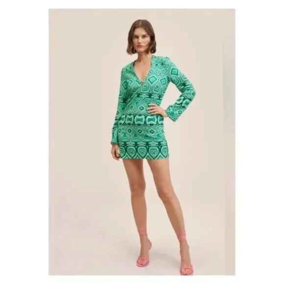 MANGO MNG  printed retro dress Size 8 Medium NEW - Picture 5 of 12